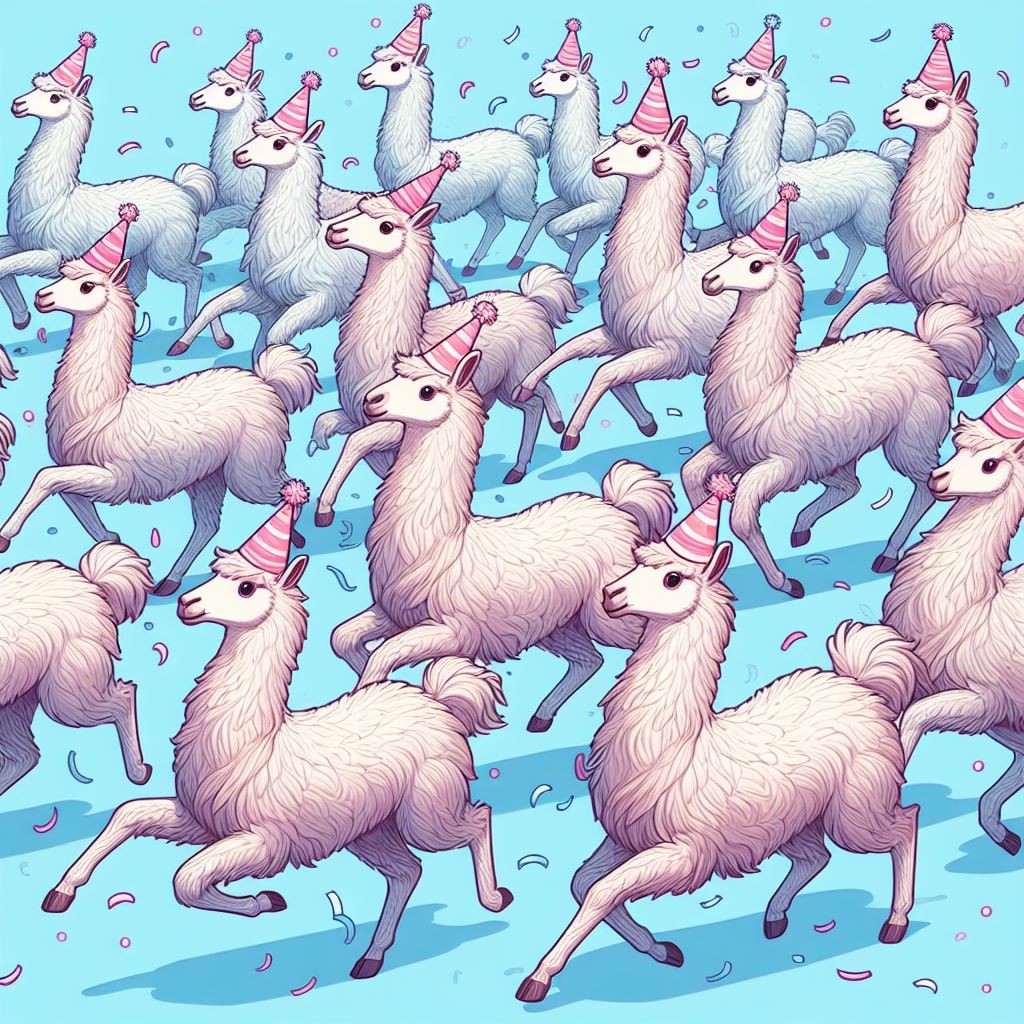 Llamas in party hats